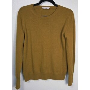 Everlane 100% Cashmere Crewneck Sweater Mustard Brown Size M